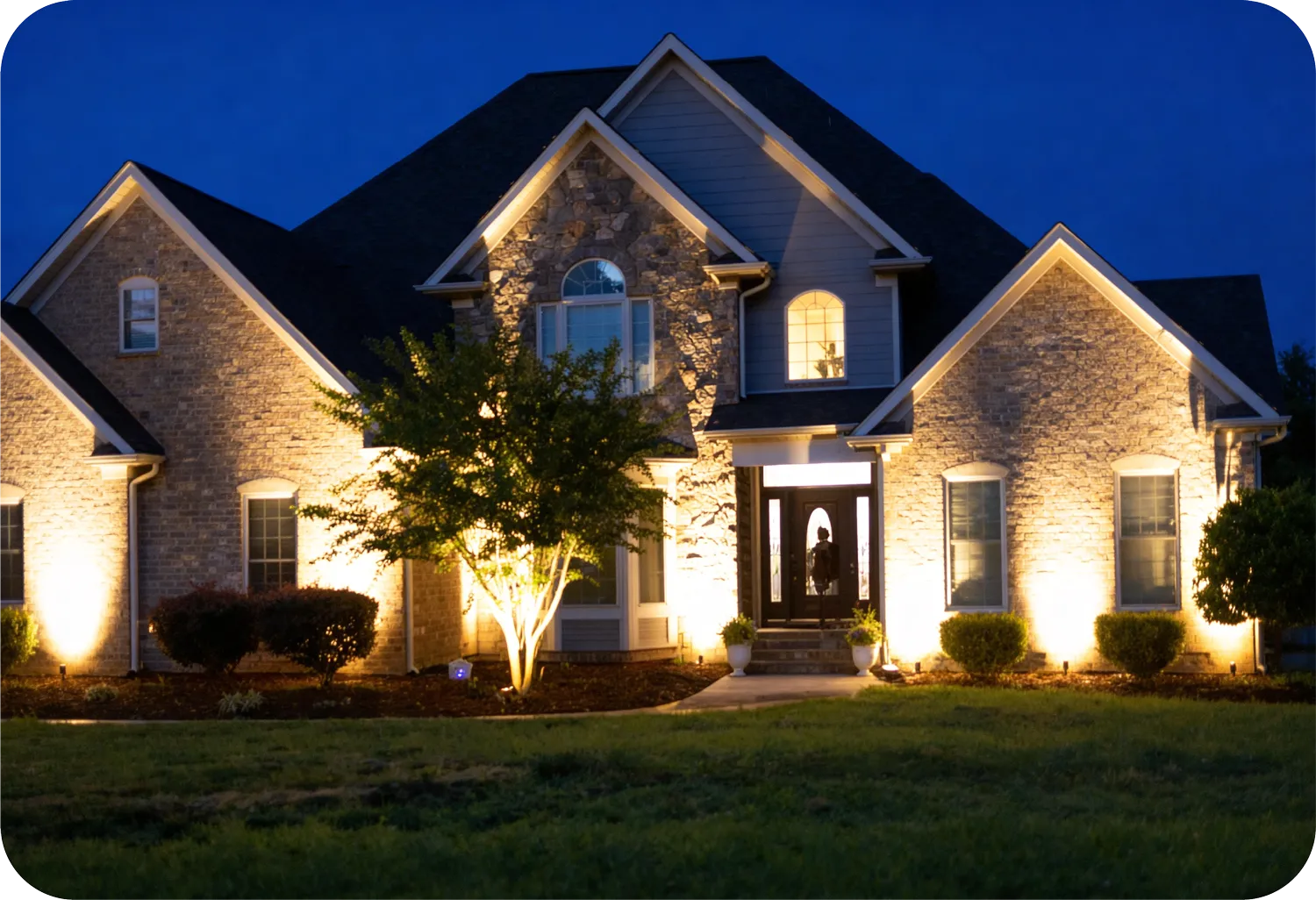 Landscape Lighting Installation with Blue 2 Green