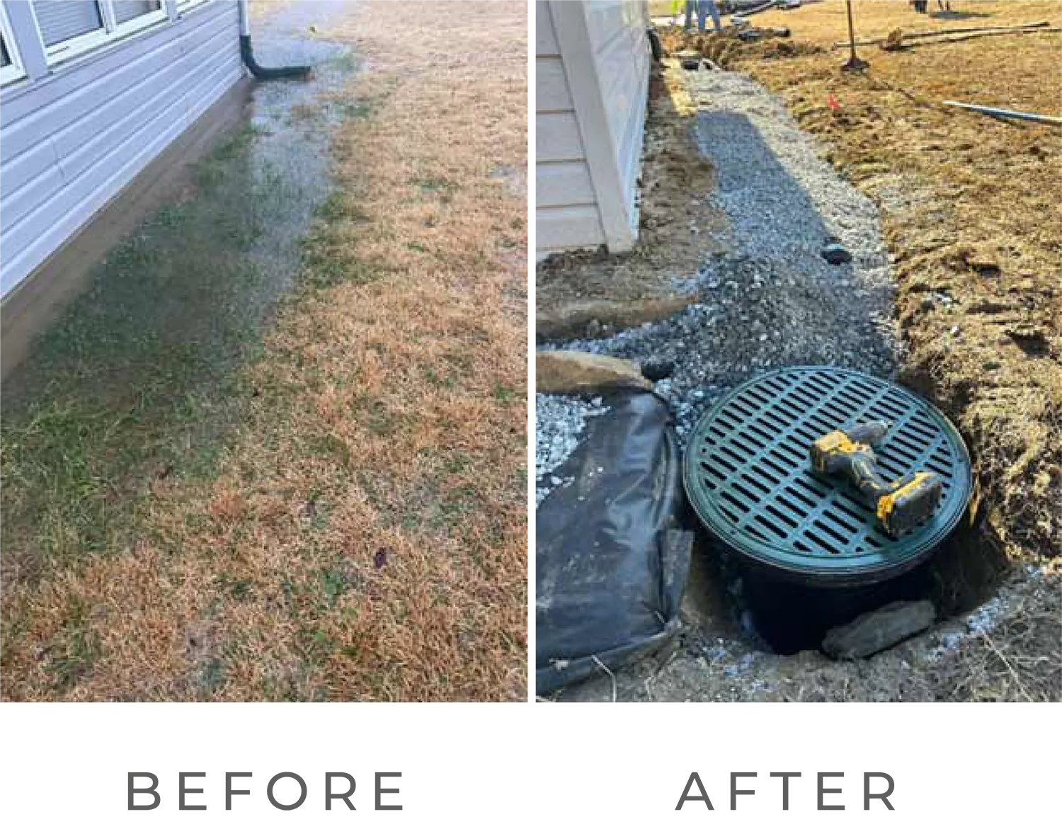 Blue 2 Green Landscape Services Drainage Before/After img1